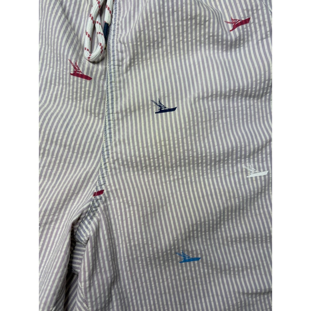 Vineyard Vines Mens Seersucker Fishing Boat Graphic Swim Trunks Blue White M - Picture 4 of 5